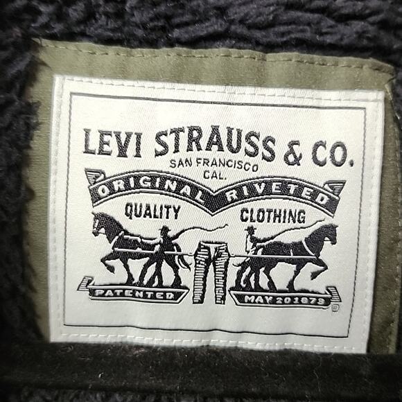 Levi's Arctic Hooded Fleece Lined Four Pocket Parka Jacket Green Mens Size XL - Picture 4 of 13